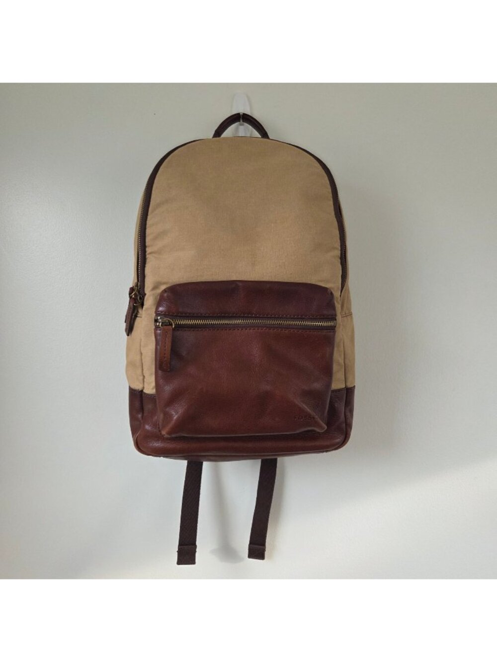 Fossil Leather and Canvas Backpack